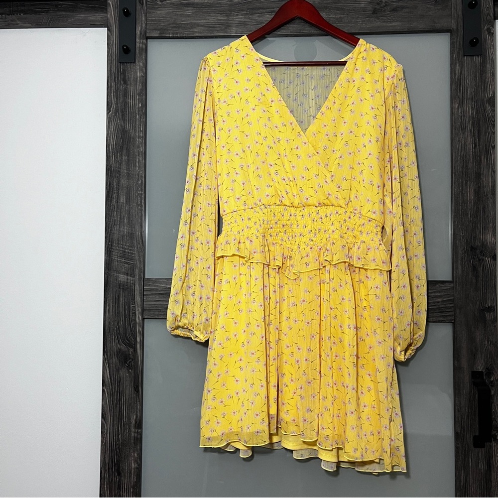 ASOS Yellow Long Sleeve Dress, Size 14